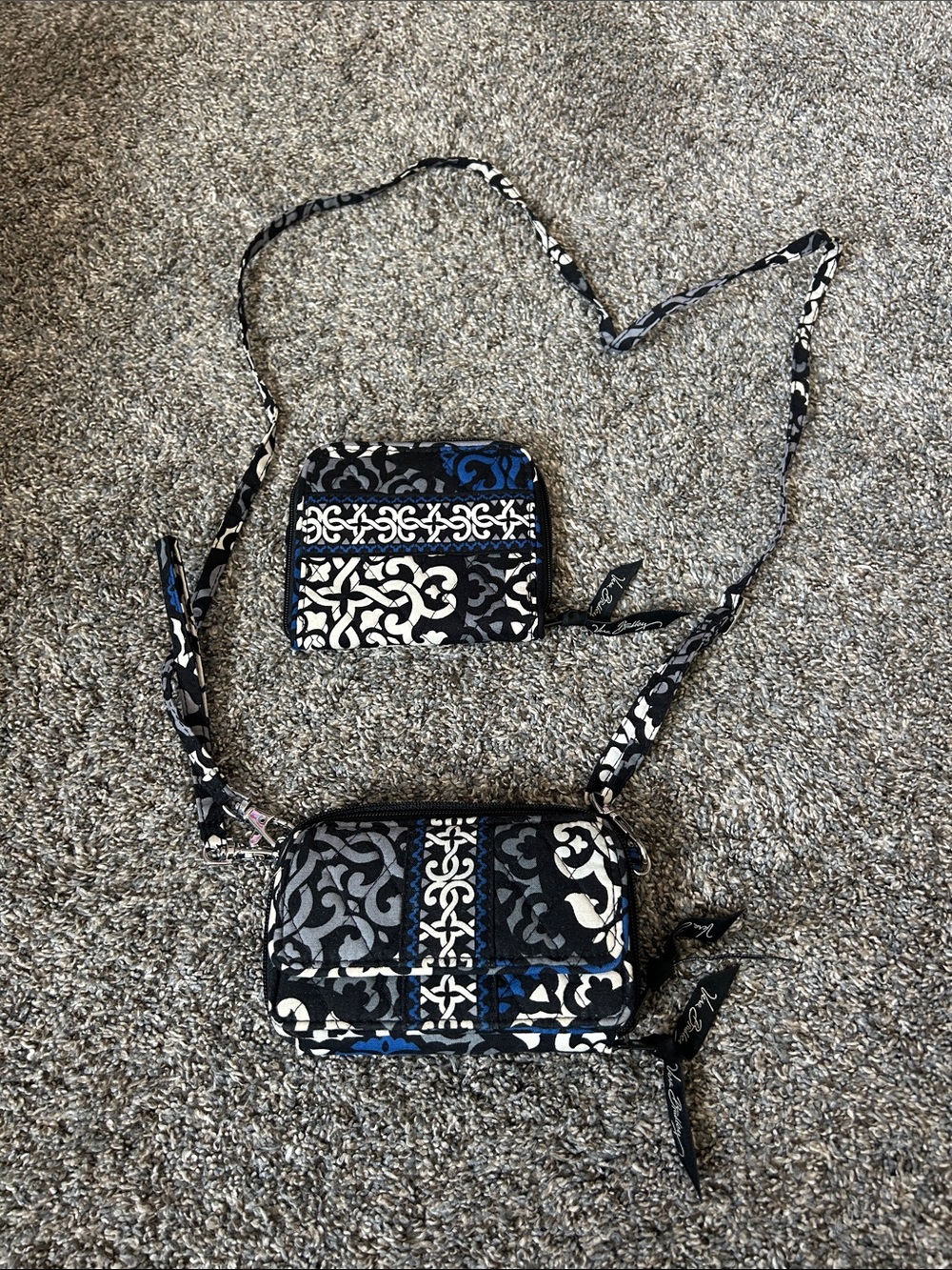 Vera Bradley Black White and Blue Quilted Crossbody with Wallet